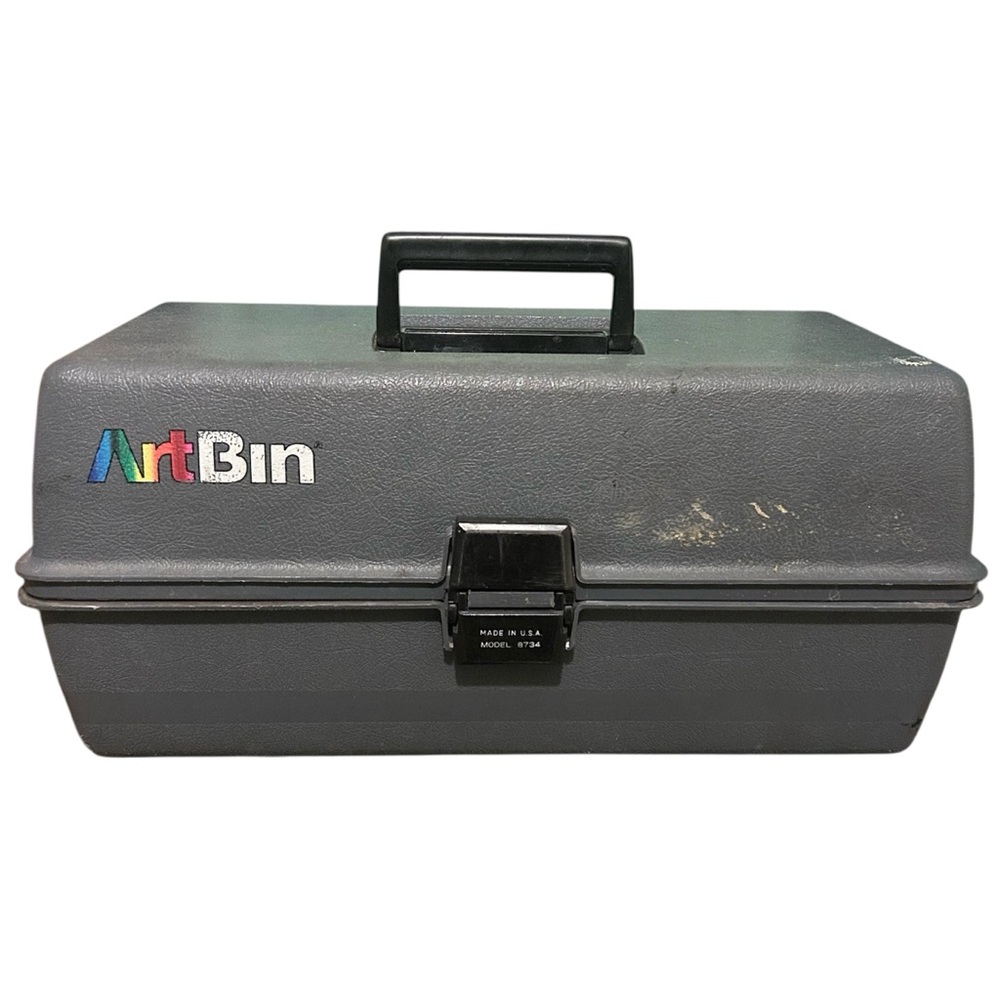 Vintage Art Bin 3 Tray Organizer Box 8734 1990s Gray